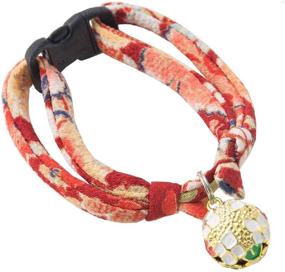 img 3 attached to Necoichi Chirimen Temari Dynasty Cat Collar - Handcrafted 🐱 in Japan with Kimono Fabric - One Size Fits All