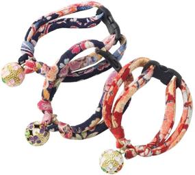 img 1 attached to Necoichi Chirimen Temari Dynasty Cat Collar - Handcrafted 🐱 in Japan with Kimono Fabric - One Size Fits All