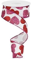 🎀 10 yards of glitter hearts wired edge ribbon in white, red, and pink - 1.5" width logo