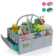 👶 homey grips turquoise baby diaper caddy organizer: essential nursery storage for new parents on the go logo