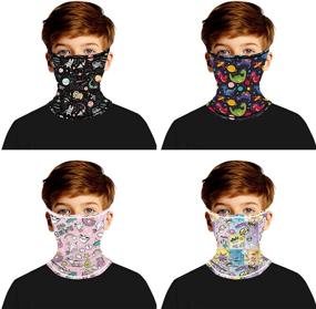 img 4 attached to 🧣 Unisex Face Cover Scarf 4 Pcs - Face Bandanas with Ear Loops, Neck Gaiters, and Balaclavas