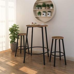 img 3 attached to 🔘 HOOBRO 36.2 Inch Round Bar Table, High Pub Table, Breakfast Table, Computer Desk, Metal Frame with Adjustable Feet for Dining Room, Kitchen, Living Room, Easy Assembly, Rustic Brown BF59BT01