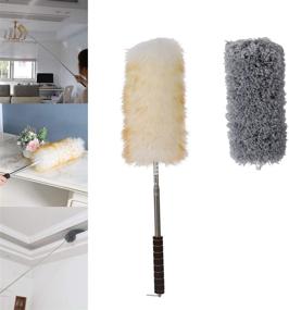 img 4 attached to 🧹 Extra Flexible Microfiber Head Midoneat Lambswool Duster - Long Reach/Extendable Up to 86" for Cleaning High Ceiling Fan, Interior Roof, Cobweb, Keyboard, Furniture