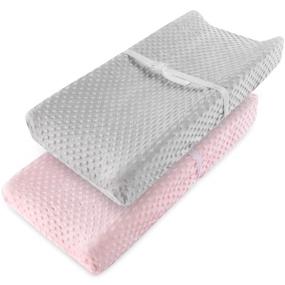 img 4 attached to Vextronic Soft Minky Dots Plush Changing Pad Cover – Breathable Table 👶 Sheets, Wipeable Diaper Changing Pad – 2 Pack for Baby Boys and Girls