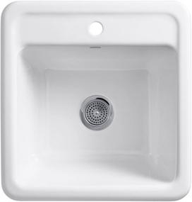 img 1 attached to Premium KOHLER K-19022-1-NY Park Falls Utility Sink: Top-Mount/Undermount with Single Faucet Hole in Dune - A Perfect Combination of Style and Functionality