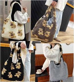 img 1 attached to Pagreberya Fluffy Tote Bag: Large Plush Shoulder 👜 Bag - Cute Y2K Purse for Women, Girls, and Students