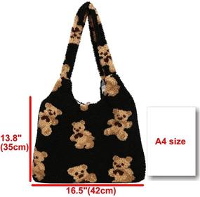 img 3 attached to Pagreberya Fluffy Tote Bag: Large Plush Shoulder 👜 Bag - Cute Y2K Purse for Women, Girls, and Students