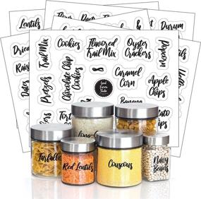 img 2 attached to 🏷️ Clear Water-Resistant Kitchen Labels Set: Good Karma Studio 240 Pantry Labels + 15 Blank Labels for Plastic & Glass Containers | Calligraphy Font Canister Labels, Home Organization Labels & More