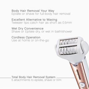 img 3 attached to 💆 Panasonic Cordless Shaver Epilator for Women with 5 Attachments - Gentle Wet/Dry Hair Removal for Legs, Underarms, Bikini, and Face - ESEL7AP, White (1 Count)