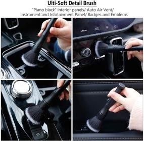 img 2 attached to 🚗 Premium Car Detailing Brush Set - Professional Auto Detail Brush Kit for Delicate Surfaces, Interior & Exterior Cleaning - No Scratch Design for Air Vent, Engine Bay, Dashboard, Seat, Wheel, Engine, and Wheel Nut