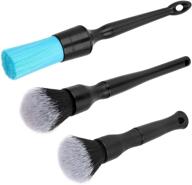 🚗 premium car detailing brush set - professional auto detail brush kit for delicate surfaces, interior & exterior cleaning - no scratch design for air vent, engine bay, dashboard, seat, wheel, engine, and wheel nut logo