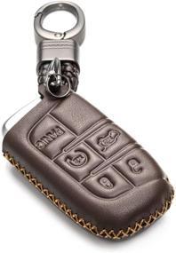 img 4 attached to 🔑 Vitodeco Brown Genuine Leather Keyless Remote Entry Fob Case Cover with Key Chain for Jeep, Dodge, Chrysler (5 Buttons)