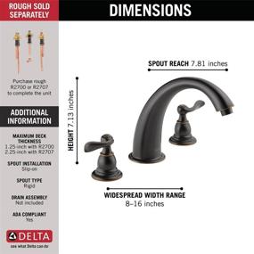 img 2 attached to 🛀 Enhance Your Bathing Experience with Delta Faucet Windemere 2-Handle Widespread Roman Tub Faucet Trim Kit in Oil Rubbed Bronze - Deck-Mount, BT2796-OB (Valve Sold Separately)