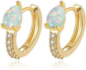 img 4 attached to 👂 Lasidor Womens Small Hoop Earrings: Stylish Opal Gold Hoops for Sensitive Ears