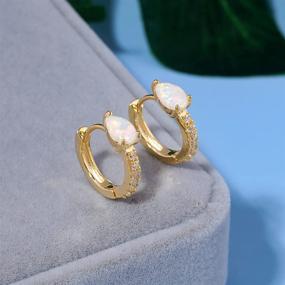 img 2 attached to 👂 Lasidor Womens Small Hoop Earrings: Stylish Opal Gold Hoops for Sensitive Ears