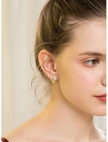 img 3 attached to 👂 Lasidor Womens Small Hoop Earrings: Stylish Opal Gold Hoops for Sensitive Ears