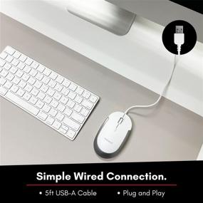 img 2 attached to 🖱️ Macally Silent Wired Mouse - Compact & Optimal USB Mouse for Laptop/Desktop - Efficient Optical Sensor & DPI Switch - Sleek & Comfortable White Wired Computer Mouse