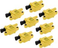 enhance ignition performance with accel 140043-8 supercoil set (pack of 8), yellow logo