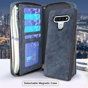 img 2 attached to Lacass Zippered Leather Wallet Case with Wristlets Clutch & 13 Card Slots for LG Stylo 6 2020 - Shockproof, Money Pocket & Blue