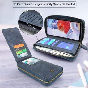 img 1 attached to Lacass Zippered Leather Wallet Case with Wristlets Clutch & 13 Card Slots for LG Stylo 6 2020 - Shockproof, Money Pocket & Blue