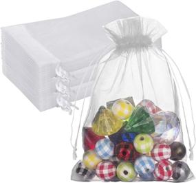 img 4 attached to 🎁 100PCS Premium Sheer Organza Bags: White Wedding Favor & Jewelry Gift Bags – 5x7 inches Drawstring Pouches for Parties, Festivals, Makeup & More!