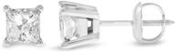 💎 femme luxe 1.00 carat princess cut stud earrings: natural conflict-free diamonds in 14k white gold, screw backs, gift-ready box logo