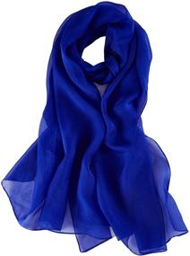 img 4 attached to JWSilk Chiffon Scarf Solid Color Women's Accessories