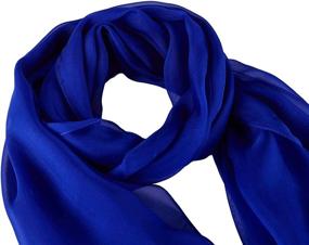 img 2 attached to JWSilk Chiffon Scarf Solid Color Women's Accessories