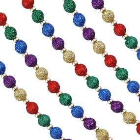img 3 attached to 🎄 Hicarer 15 Feet Christmas Multi-Color Beaded Garland: Vibrant Chic-Colored Tree Ornament with Plastic Beads, Pearls, and Red, Green, Gold Glitter