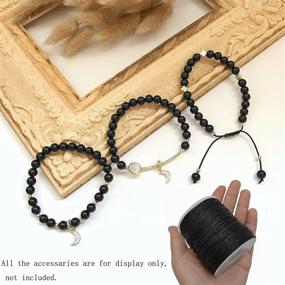 img 1 attached to 🧵 Lanyoshe 1mm Black Waxed Cord String Necklace Rope for Jewelry Making, Beading, Crafting, Chinese Knotting, Kumihimo, Shamballa, and Sewing - 109 Yards