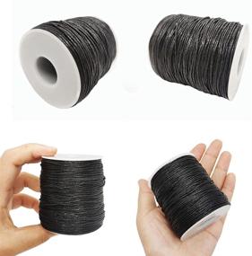 img 2 attached to 🧵 Lanyoshe 1mm Black Waxed Cord String Necklace Rope for Jewelry Making, Beading, Crafting, Chinese Knotting, Kumihimo, Shamballa, and Sewing - 109 Yards