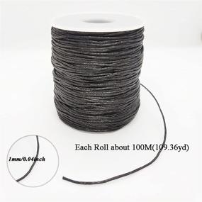 img 3 attached to 🧵 Lanyoshe 1mm Black Waxed Cord String Necklace Rope for Jewelry Making, Beading, Crafting, Chinese Knotting, Kumihimo, Shamballa, and Sewing - 109 Yards