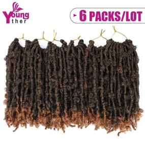 img 2 attached to 🦋 Fluffy Butterfly Locs Crochet Hair: Distressed, Pre-Looped 12 Inch Faux Locs - 6 Packs, T30