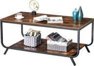 🏞️ wohomo industrial coffee table with 2 tier storage shelf - rustic brown, modern style for living room décor logo