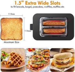 img 1 attached to 🍞 2-Slice Stainless Steel Toaster with Extra Wide Slots, 7 Browning Shade Settings, Bagel/Cancel/Gluten-Free/Reheat Function, 900 Watt