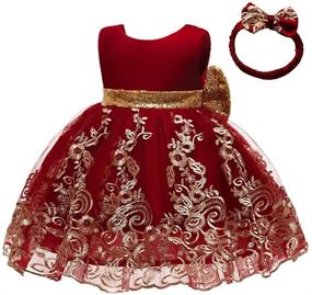 img 2 attached to 👗 Exquisite CMMCHAAH Pageant Lace Dresses for Baby Girls: Elegant Embroidery, Toddler Formal Dress with Headwear, Ages 0-6 Years