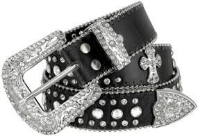 img 4 attached to Western Cowgirl Rhinestone Buckle Studded Women's Accessories in Belts