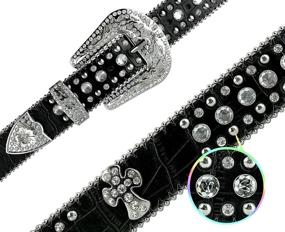 img 3 attached to Western Cowgirl Rhinestone Buckle Studded Women's Accessories in Belts