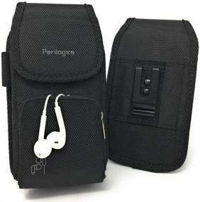 img 4 attached to 📱 Durable Nylon Phone Holster for iPhone 12 Mini, SE2, 11 Pro, Xs, X, 8, 7; Samsung Galaxy S10e, S8, S7. Belt Clip Pouch with Magnetic Cover, Card Slot, and Zipper Storage (4.7 inches)