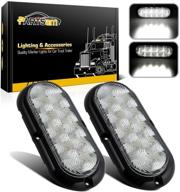 🚦 partsam 2pcs 6" oval 10led clear white flange mount stop turn tail truck trailer backup reverse light - high-performance lighting solution logo