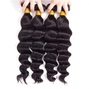 img 1 attached to Premium Brazilian Loose Wave Virgin Human Hair Bundles - Natural Black Color (12 14 16 18) for Gorgeous Loose Deep Wave Hairstyles