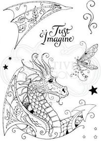 img 2 attached to Pink Ink Designs A5 Dragon Clear Stamp Set: Unleash Your Creative Power with this Vibrant Collection