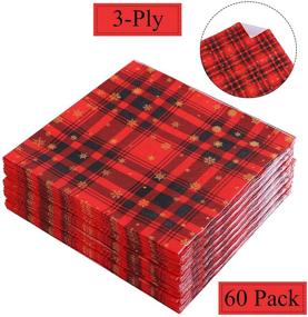 img 1 attached to 🎉 ANECO 60 Pack Red and Black Plaid Luncheon Napkins with Gold Foil Snowflake Design - Perfect for Weddings, Parties, Birthdays, Dinners, and Lunches, 6.5 by 6.5 Inches