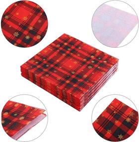 img 2 attached to 🎉 ANECO 60 Pack Red and Black Plaid Luncheon Napkins with Gold Foil Snowflake Design - Perfect for Weddings, Parties, Birthdays, Dinners, and Lunches, 6.5 by 6.5 Inches