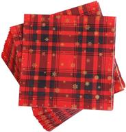 🎉 aneco 60 pack red and black plaid luncheon napkins with gold foil snowflake design - perfect for weddings, parties, birthdays, dinners, and lunches, 6.5 by 6.5 inches logo