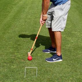 img 2 attached to 🏏 Portable Croquet Set with Wood Mallets, Balls, & Bag - Outdoor Backyard Lawn Game for Kids & Adults by Driveway Games