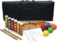 🏏 portable croquet set with wood mallets, balls, & bag - outdoor backyard lawn game for kids & adults by driveway games logo