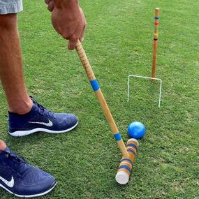 img 3 attached to 🏏 Portable Croquet Set with Wood Mallets, Balls, & Bag - Outdoor Backyard Lawn Game for Kids & Adults by Driveway Games