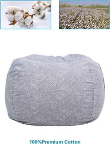 img 3 attached to 🧸 Stuffed Animal Storage Bean Bag Chair Cover: Extra Large Cotton Canvas, Grey/Marblings - Perfect Toy Storage Solution for Kids, Toddlers, and Teens!