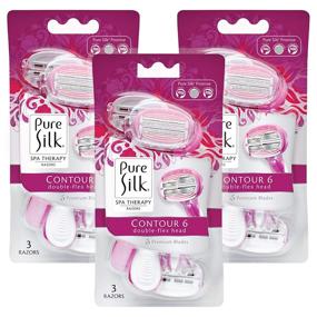 img 4 attached to 💆 Premium Disposable Razor, Pure Silk Contour 6, Pack of 3